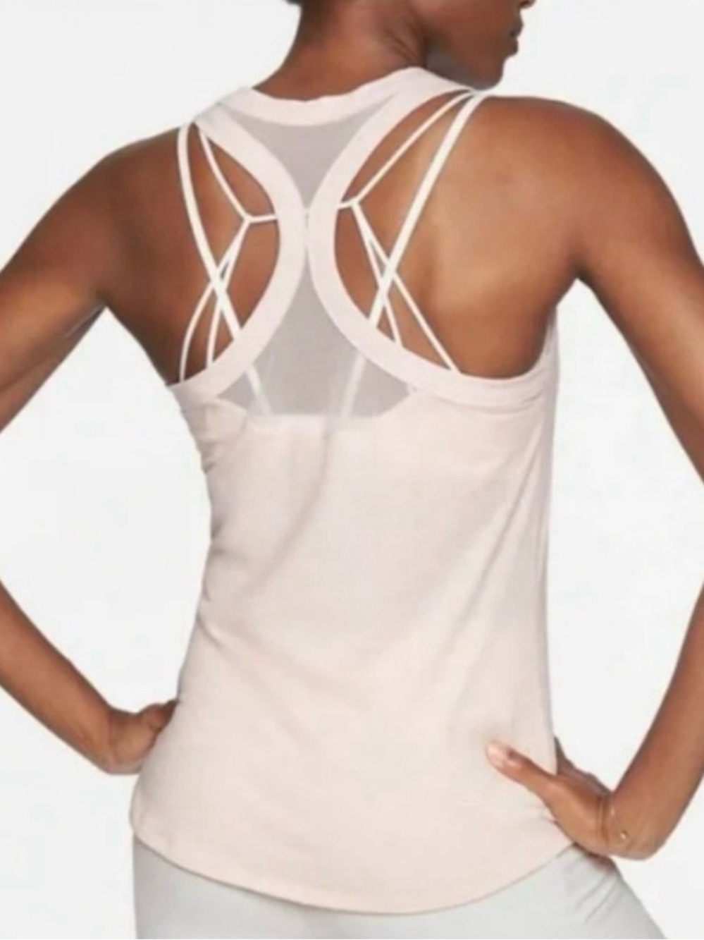 Athleta Topanga Mesh Detail Racerback Tank in Pale Pink M - Picture 3 of 9